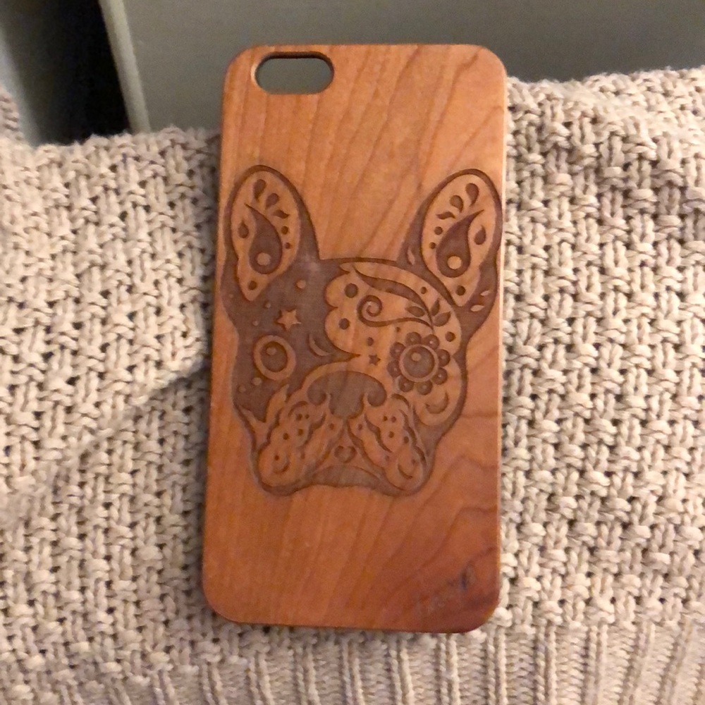 New wooden French bulldog phone case